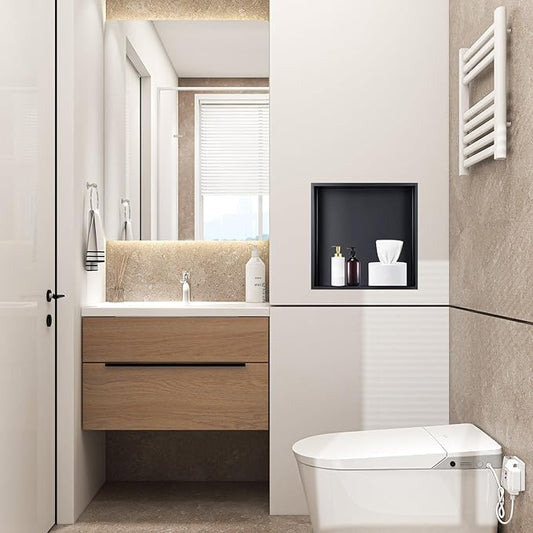 12" X 12" Shower Niche Insert Tile Ready, Niche for Shower Wall, Stainless Steel Recessed Shelf No Tile Needed for Bathroom Storage, Matte Black