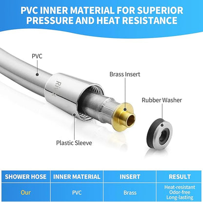 Extra Long Replacement Shower Hose Extension Handheld Shower Head Hose 90 Inches Flexible and Durable with Brass Insert and Nut