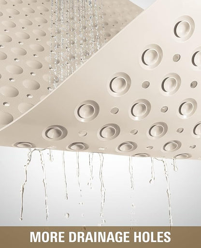 Yolife Extra Large Shower Mat, 34.3" L x 23.3" W TPE Anti Slip Stand Up Shower Mat with Drain Holes and Suction Cups, Large Size Mat More Suitable for Shower Stall, No Odor, Heavy Mat