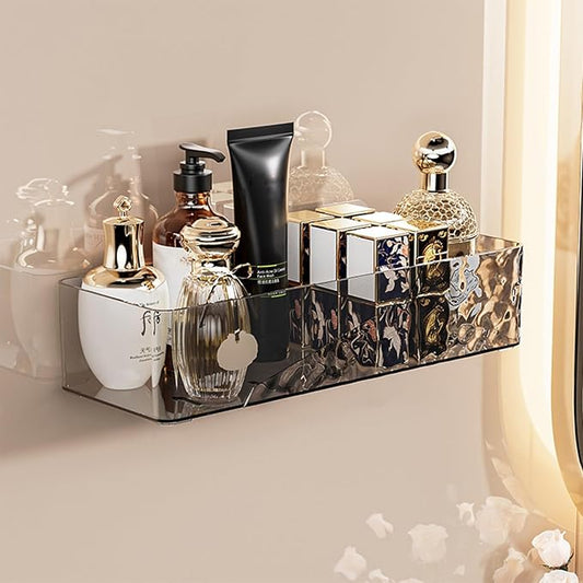 Wall Mounted Bathroom Caddy Organizer, Adhesive Shower Shelf for Inside Shower Caddy Plastic Bathroom Organizers and Storage for Wall, Bath, Makeup, Home Decor, No Drilling (Black)