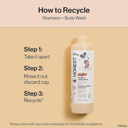 The Honest Company 2-in-1 Cleansing Shampoo Body Wash I Gentle Enough for Baby Dermatologist Tested Tear-free Hypoallergenic Disney’s Mickey Mouse Comfort Sweet Cream 10 fl oz