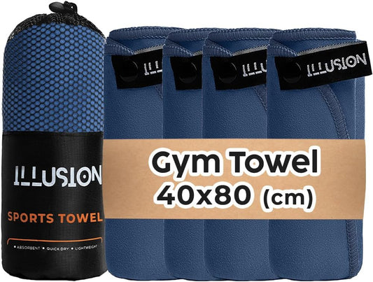 illusion Small Microfiber Gym Towels for Men and Women Active Sports (32" L x 16''W)-Lightweight Quick Dry Gym Towel for Sweat-Workout Towels Ideal for Yoga, Camping, Running, and Outdoor Activities