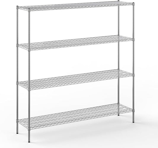 18" Deep x 72" Wide x 74" Height Wire Shelving Kit | 4-Tier | NSF Commercial Storage Rack Unit