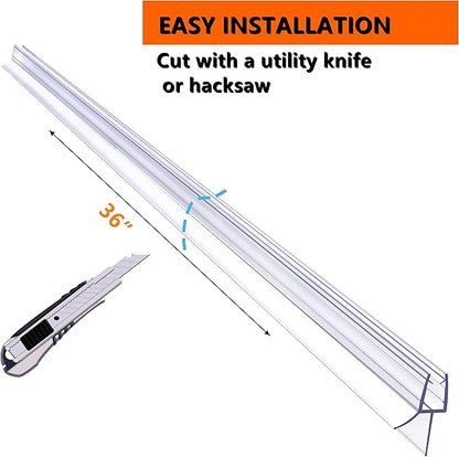 Frameless Shower Door Bottom Seal 2-Pack Think 1/4"(6mm) Long 36''(914mm) Shower Door Sweep to Create a Water Barrier Shower Door Seal Strip Design to Stop Leaks