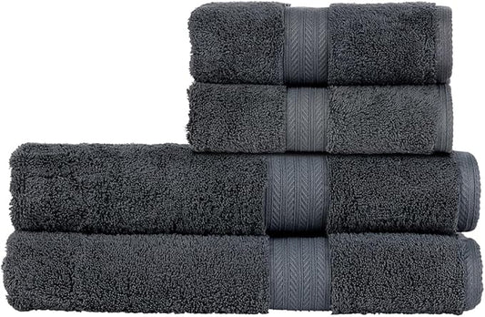 Christy Renaissance 4 Piece Gray Towel Set | 100% Egyptian Cotton | Luxury Bathroom Towels | Soft and Super Absorbent | 675 GSM | 2 Bath Sheet 2 Hand | Ash Gray