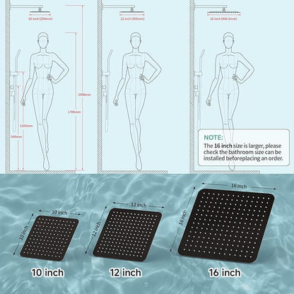 SR SUN RISE Luxury 16 Inch Extra Large Square Stainless Steel Shower Head High Pressure Rainfall Showerhead Ultra Thin Water Saving Oil Rubbed Bronze 2.5 Gpm