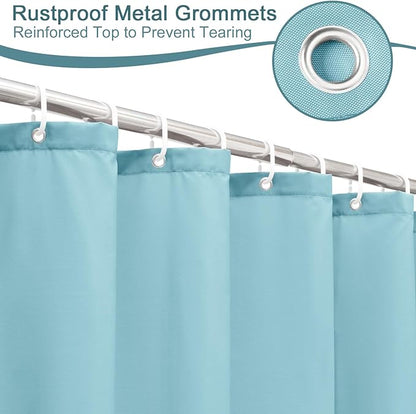 AooHome 72x96 inch Fabric Shower Curtain Liner, Waterproof Extra Long Bathroom Curtain for Hotel with Hooks, Weighted Hem, Blue