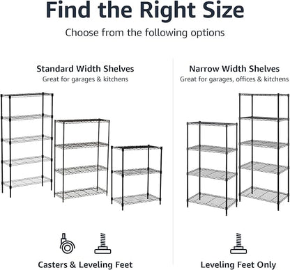 Amazon Basics 5-Shelf Multipurpose Adjustable Sturdy Steel Storage Shelving Unit, Easy Assembly, 13.4" D x 23.2"W x 60"H, Black
