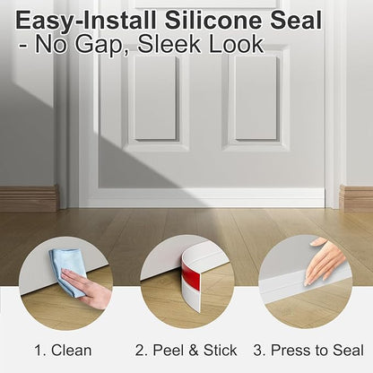 Heavy-Duty 36 ft x 2 in Weather Stripping, Extra Thick 2mm Door Draft Stopper Silicone Seal Strip for House and Glass Shower Doors for Collision and Side Gaps of Door and Windows, White