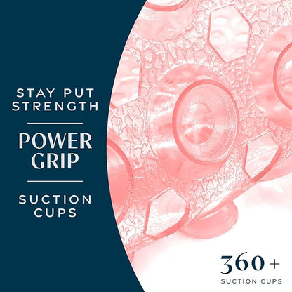 SlipX Solutions Power Grip Bathtub Safety Mat | Precision Grip Technology for Longer, Stronger, & Softer Wet Surface Protection | Clear Coral 39"x16"