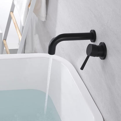 SUMERAIN Matte Black Tub Faucet Set Wall Mount Bathtub Faucet Single Handle, Rough-in Valve Included