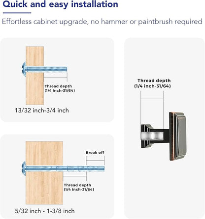 Ravinte Hardware 15 Pack Kitchen Cabinet Pulls Square Drawer Single Hole Handles Oil Rubbed Bronze for Cupboard Gold Dresser Solid