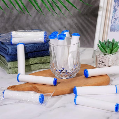 Macarrie 36 Pcs Shower Head Filters 3.7 Inch PP Cotton Filter Cartridge Filter High Pressure Handheld Turbo Fan Shower Heads Filter for Detachable Propeller Jet Sets