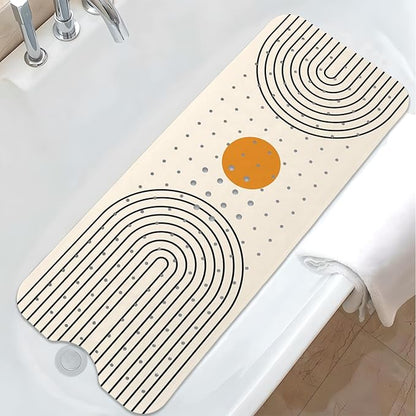 Rainbow Bathtub Mat Non Slip, Baby Bath Mat for Tub Rubber Tub Mat, Kids Bath Mats for Bathroom Modern Geometric Anti Slip Shower Mat with Suction and Drain Holes Machine Washable, 40″X16″