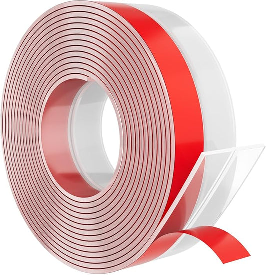 Heavy-Duty 20 ft x 1 in Weather Stripping, Door Draft Stopper Silicone Seal Strip for House and Glass Shower Doors for Collision and Side Gaps of Door and Windows, Clear