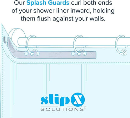 SlipX Solutions No Mess Splash Guard for Shower & Bathtub Curtain Liners | Bath Accessories to Keep Water Where It Belongs for A Non-Slip Bathroom Floor | Adhesive Free, Easy to Attach | 2 Per Pack