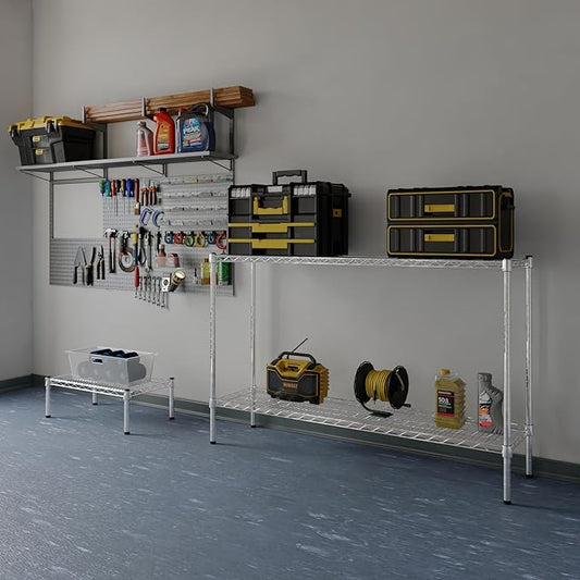 14" Deep x 54" Wide x 34" Height Wire Shelving Kit | 2-Tier | NSF Commercial Storage Rack Unit