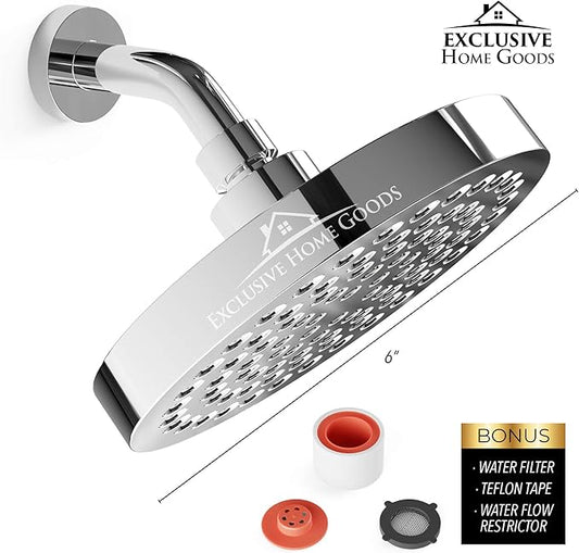 Heatsistence-Luxury Rainfall Shower Head - High-Pressure showerhead Jets, rain shower head Ant-Clog Silicone Nozzles (1.8 GPM, Deluxe Chrome)