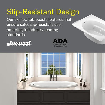 Jacuzzi SIGNATURE Acrylic Drop-In Bathtub, Jet Massage Tub, Slip Resistant, Left Drain Placement, 72" (L) x 42" (W), Oval, White