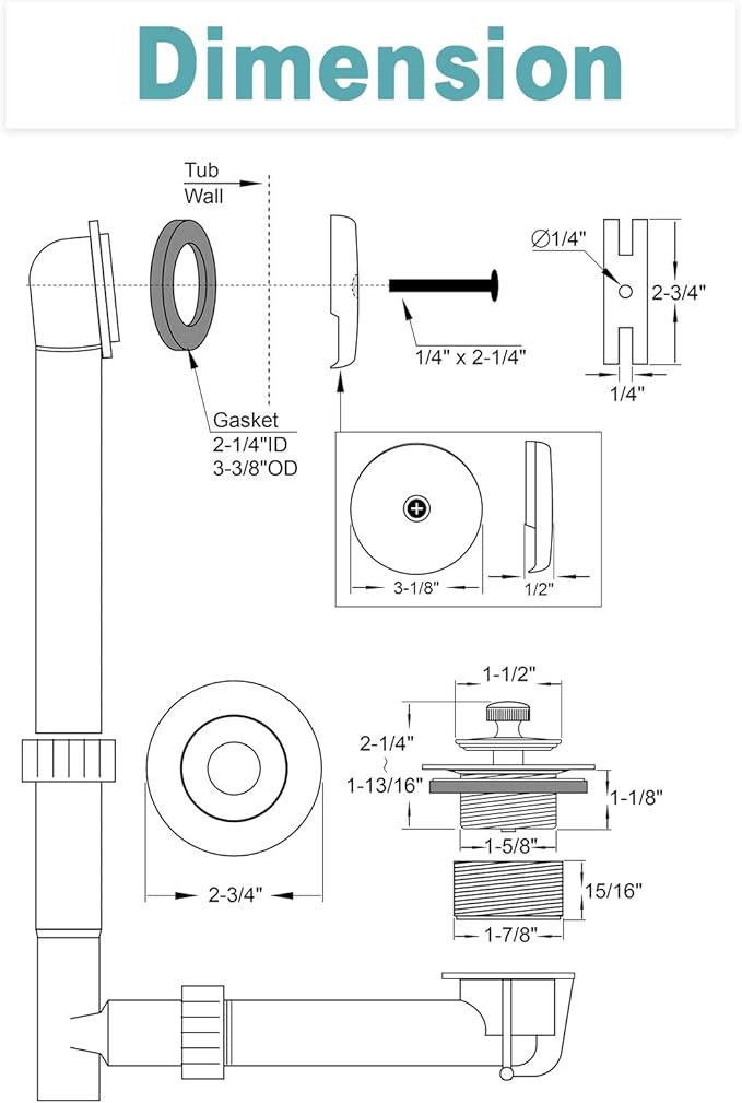 BESTILL Bathtub Drain Kit and Overflow Faceplate, Oil Rubbed Bronze
