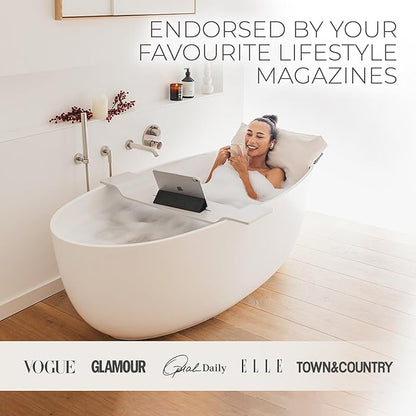 BADESOFA® Luxury Bath Pillow M - Lusciously Soft & Comfortable Tub Pillow for Bathtub - Washable & Quick-Drying Bath Back Pillow - Non-Slip Full Body Tub Pillow - Luxury Spa Cushion in Ivory Pearl
