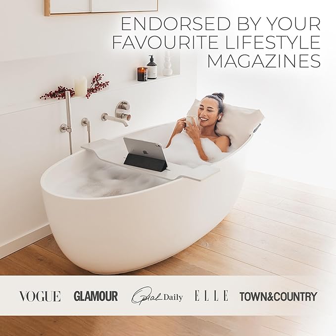 BADESOFA® Luxury Bath Pillow S - Ultra Comfortable & Quick-Drying Bath Back Pillow - Washable Full Body Bath Pillow for Bathtub - Therapeutic Head and Neck Support - Luxury Spa Cushion in Ivory Pearl