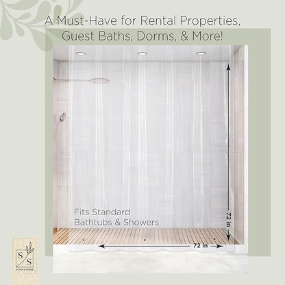 Stitch & Stone Shower Curtain Liner, Premium Medium Weight Durable Waterproof 6g PEVA for Bathroom with Weighted Magnets, Standard Size 72" x 72", Clear 1 Pack
