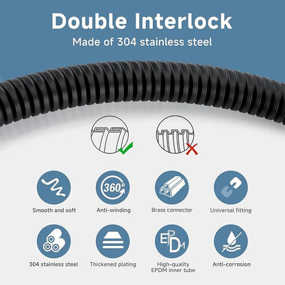 Black Shower Hose Replacement 6 foot 304 Stainless Steel Hand Held Shower Head Hoses - 69 Inches High Pressure Sprayer Bidet Hose Flexible Matte Black Extension Showerhead Hoses Extra Long