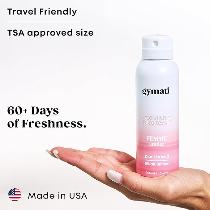 Gymati Fitness Body Deodorant Spray Aluminum Free - Women & Unisex - Pack of 2