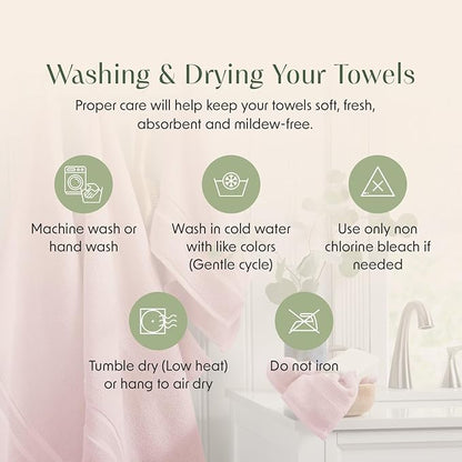 Springtree Home Luxury Bamboo Rayon Bath Towel Set of 4 | 35% Bamboo Rayon - 65% Cotton | Absorbent Quick-Dry Towels for Bathroom | Oeko-TEX Standard 100 Cotton | Pink Shadow