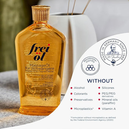 Massage Body Oil for Pregnant Woman – Maternity Skincare Oil, Skin Elasticity Increase by 35% – Prevents Stretch Marks, Safe to use for mom and Baby – Vegan, 200 ml / 6.76 Fl Oz