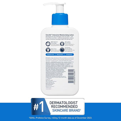 CeraVe Intensive Moisturizing Lotion, Hydro-Urea + Shea Butter, Body Lotion For Dry Skin, Relieves Signs Of Extra Dry Skin, Non Greasy Hydrating Cream For Rough, Tight, Red & Itchy Skin, 8oz