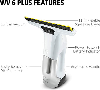 Kärcher WV 6 Electric Window Vacuum Squeegee 11" - Cleans Showers, Mirrors, Glass, and Countertops - Electric Squeegee