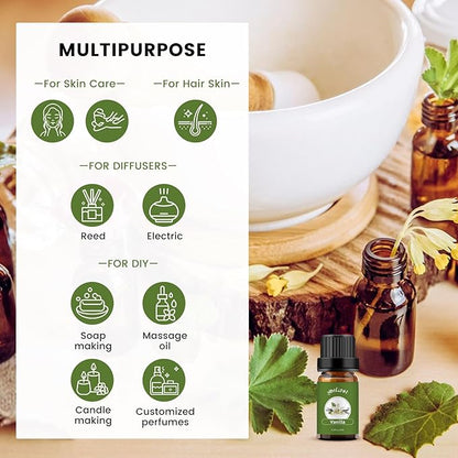 yethious 2 Pack Vanilla Essential Oil for Skin, Diffuser Organic 100% Pure Vanilla Aromatherapy Oil Vanilla Fragance Oil
