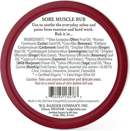 BADGER Organic Sore Muscle Rub Tin, 2 OZ