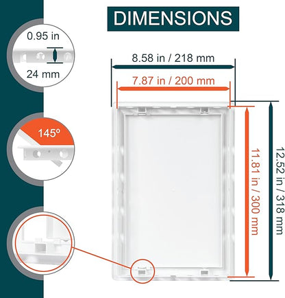 8" x 12" White Plastic Access Panel. Service Shaft Door Panel. Plumbing, Electricity, Heating, Alarm Wall Access Panel for Drywall. Bathroom Services Access Hole Cover.