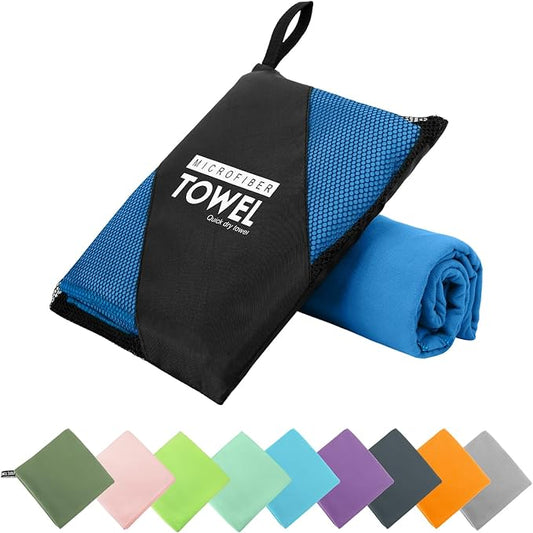 Microfiber Travel Towel, Soft Lightweight Quick Dry Towel, Super Absorbent Compact Travel & Sports & Beach Towels for Camping, Backpack, Gym, Swimming, Yoga, Hiking (M:20"×40" -Blue)