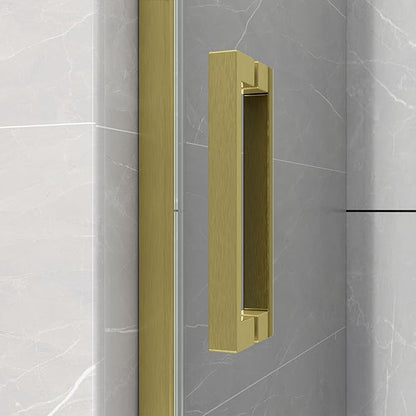 Sunrosa Semi-Frameless Glass Shower Door, 51-55" W x 76" H Single Sliding Shower Door with Tempered Glass 5/16"(8mm), Brushed Gold