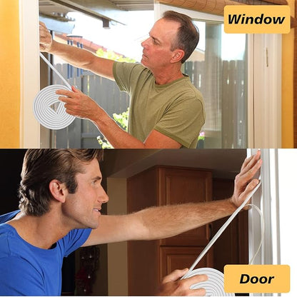 SUNMON D-Type Strip Door Weather Stripping Door Seal Self Adhesive Foam Soundproofing for Doors and Windows, Oundproofing Weatherstrip Gap Collision Avoidance（White）