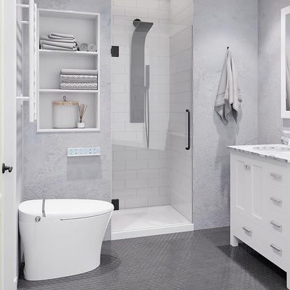 ANZZI 72" x 30" Frameless Shower Door in Gun Metal Black, Passion Water Repellent Glass Shower Door with Seal Strip Parts and Handle, 3/8 Glass Hinged Shower Door with Handle (SD-AZ09-02GB)