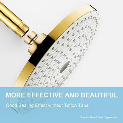OFFO Shower Arm with Flange, Bright Gold 6 in Ceiling Mount Replacement Rain Shower Head Straight Arm Ceiling-Mounted For Fixed Shower Head & High Pressure Rain