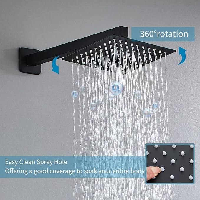 Bathroom Shower System 10 Inch Rain Shower Head and Handheld Wall Mounted, High Pressure Rainfall Dual Shower Combo Set with Valve and trim, Luxury Rain Mixer Brushed Black Shower Faucet
