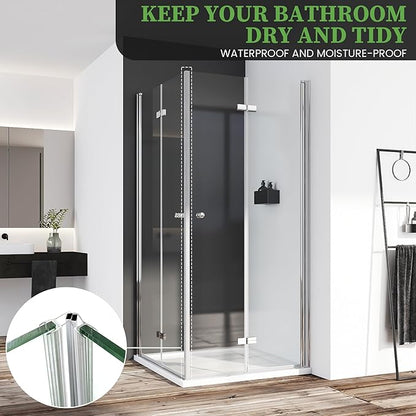 Bathroom Shower Glass Door Side Seal Strips, Length 78 Inch 2PCS Transparent PVC Door Side Seall Strips with Magnetic Stripe for 1/4" (6MM) Thick Framless Glass Panel