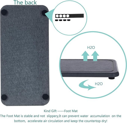 2 Pcs Water Absorbing Stone Trays, Kitchen/Bathroom Sink Soap Dish, Diatomite Tray Used for Hand Soap & Cosmetic Bottles in The Modern Home, 4" W x 8.3" L, Dark Gray