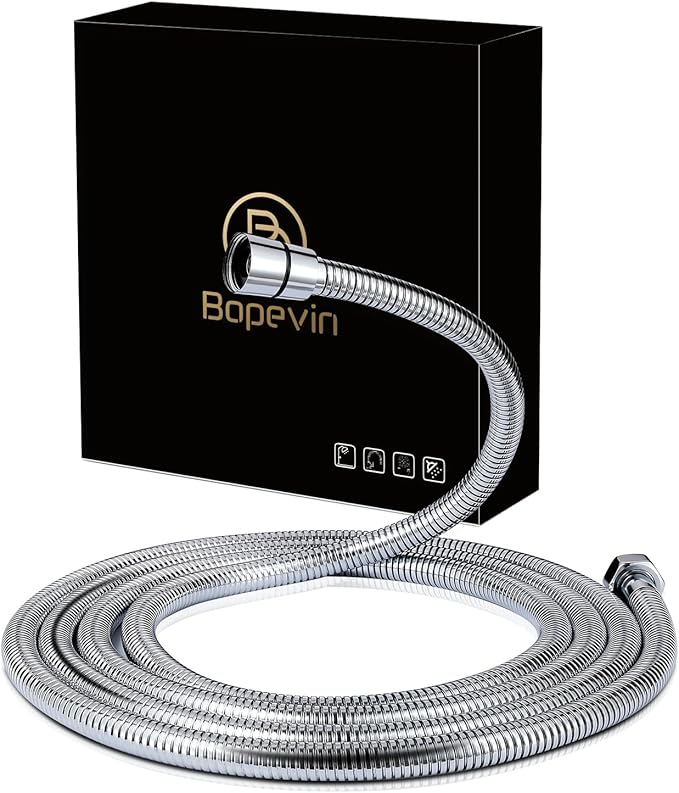 Stainless Steel Shower Hose, Extra Long 118 Inches, Handheld Shower Head Hose Replacement, Brass Insert & Nut, G1/2 Universal Standard Connection, Anti-Explosion Anti-Kink Leakproof, Chrome
