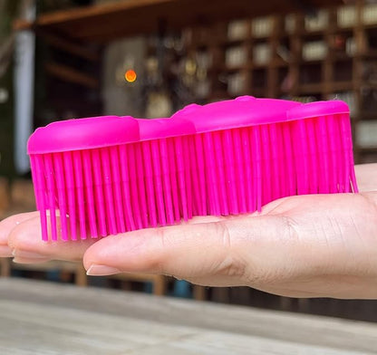 Premium Sensory Brush for Kids or Autism,Soft Silicone Body Scrubber,2 in 1 Sensory Room Occupational Therapy Sensory Brushes,Silicone Loofah,Pet Shower Brush Bath Brush Shampoo Brush(Bear-deep Pink)