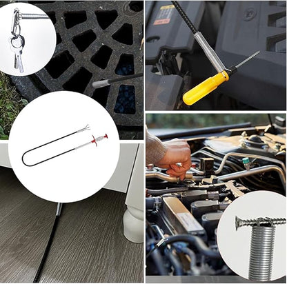 Drain Snake,116 inch Flexible Grabber Claw Pick Up Reacher Tool,Drain Clog Remover - Gutter Cleaning Tools for Home Sink, Bathroom Tub,Drain, Toilet, Tight Spaces
