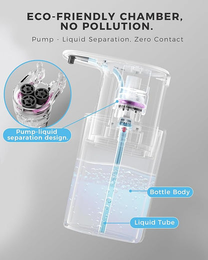 Automatic Liquid Soap Dispenser Touchless, 10oz/300ml Rechargeable, 3 Adjustable Liquid Levels, IPX5 Waterproof, for Kitchen Bathroom, White