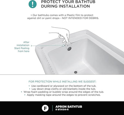 Fine Fixtures Acrylic, Fiberglass Alcove Soaking Bathtub with Integral Apron Front in Glossy White - Right Hand Drain, 60" x 30"