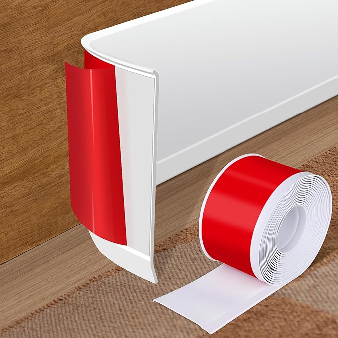 Vinyl Baseboard Molding Trim 6 Inch x 60 Feet Peel and Stick Baseboard Trim Flexible PVC Cove Base Moulding Self-Adhesive Trim for Garage Bathroom Cabinet Floor Walls, White